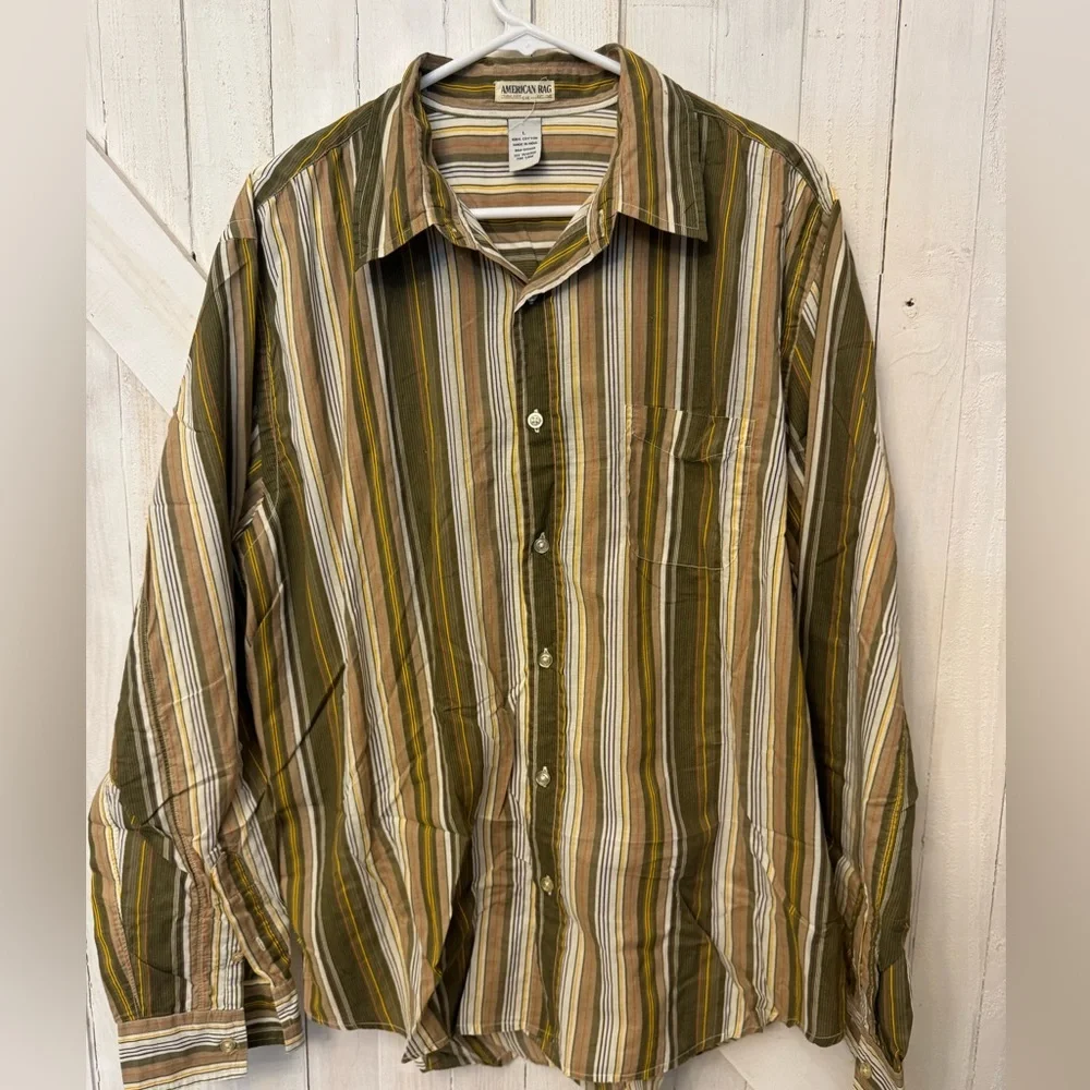 American Rag - Multi- Colored Striped Long Sleeved Button Down - Size Large